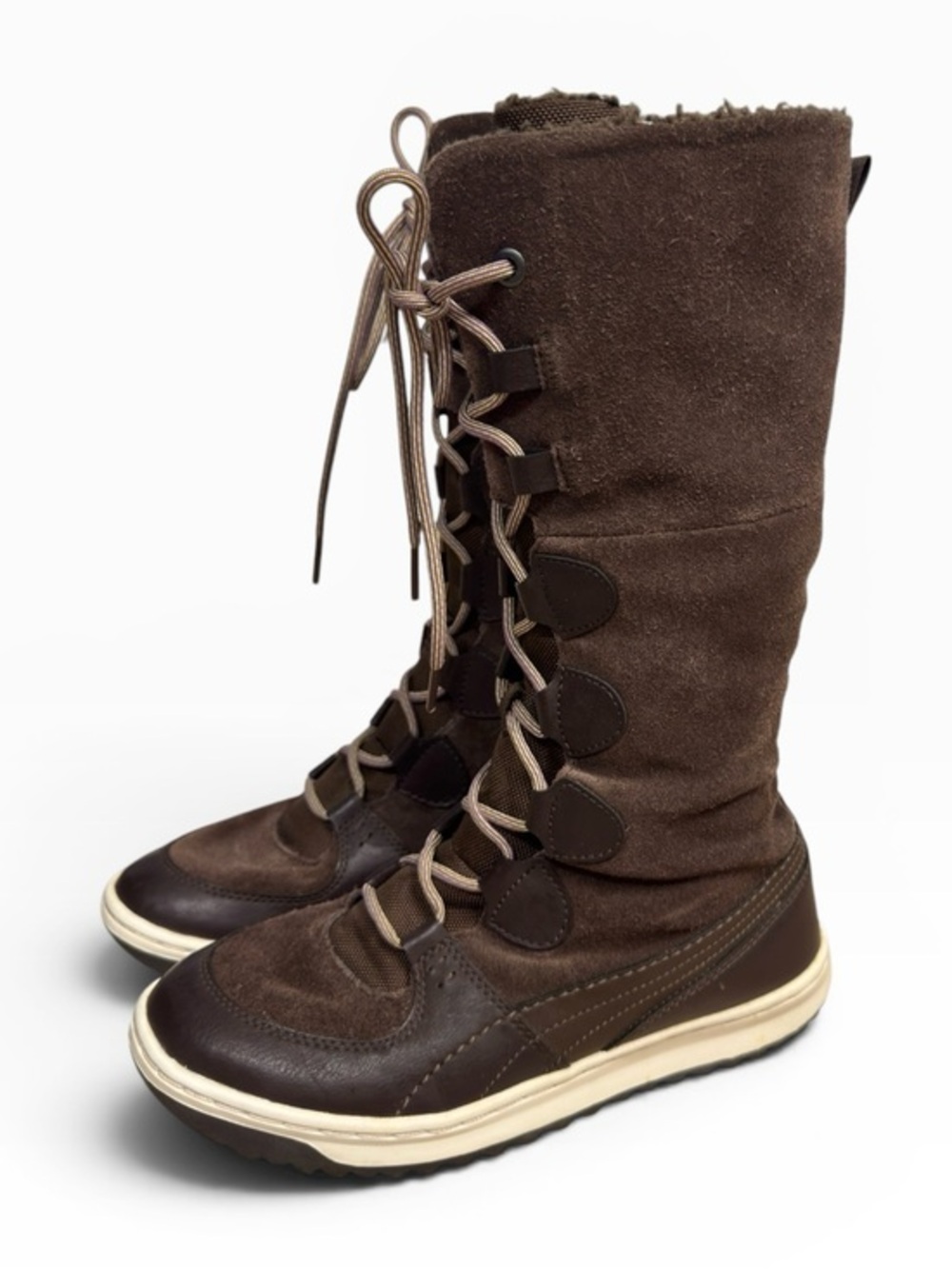 PUMA Snow Alpine Suede Leather Fur Lined Lace Up Winter Boots Women’s Size 7